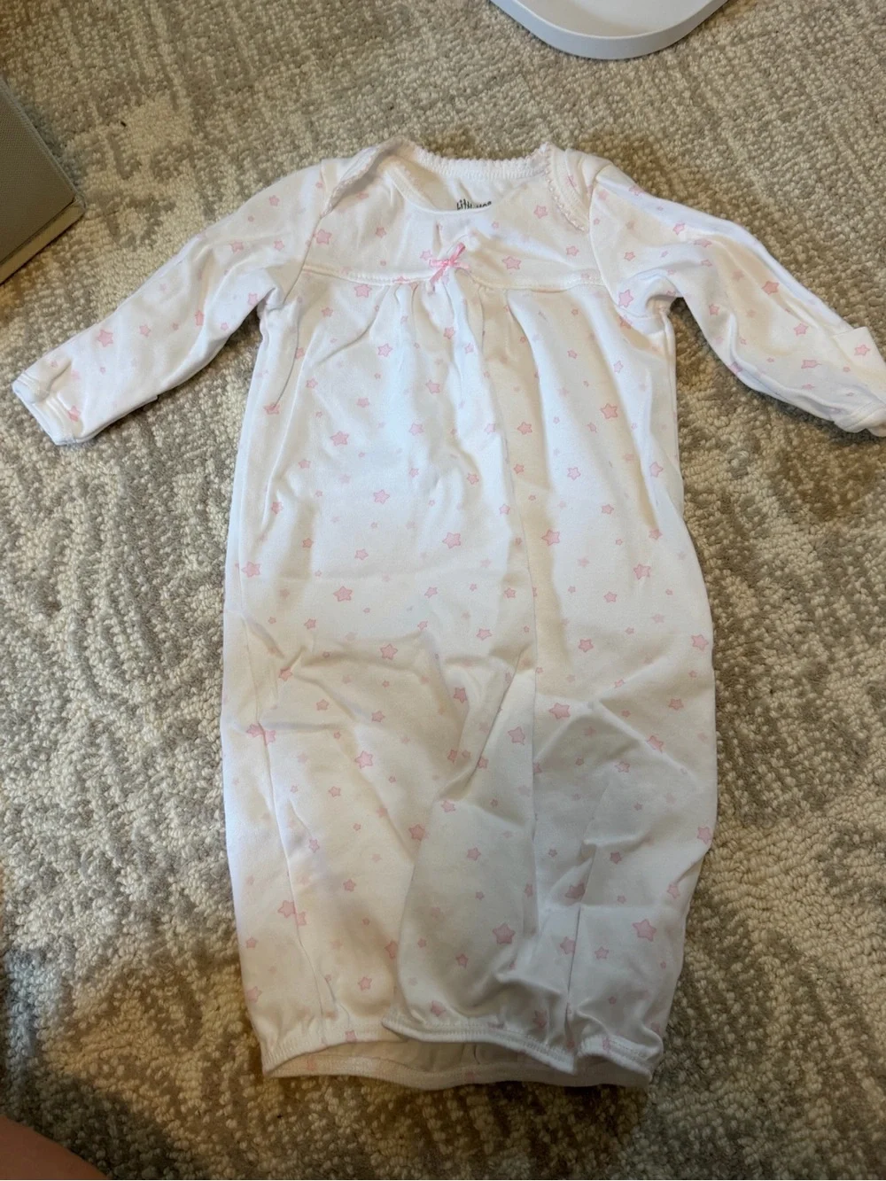 Infant Star-Print Nightgown - Soft Pink on White